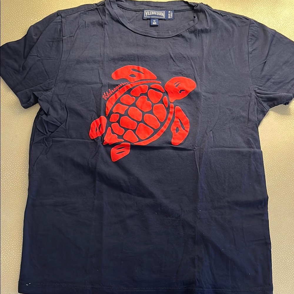 Vilebrequin Navy T-Shirt with Red Turtle Design